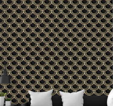 Art deco blå guld samtida tapeter - Tenstickers
