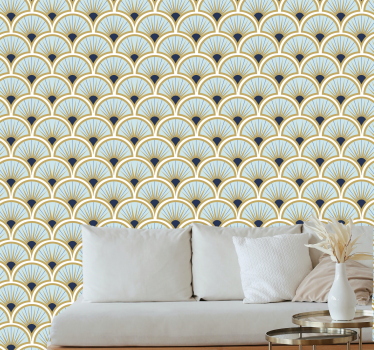 Art deco blå nyanser kakeleffekt tapeter - Tenstickers