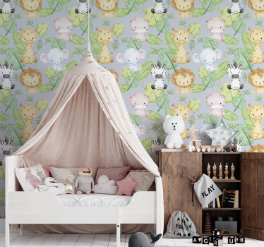 Baby design tapeter med djur - Tenstickers