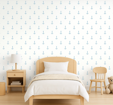 Barn tapet blå ankare design - Tenstickers