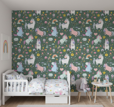 Barn tapet med mönster av fantasifulla enhörningar - Tenstickers