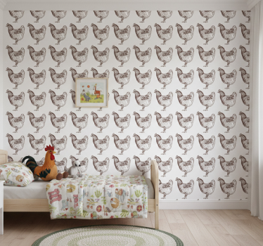 Barn tapet med originalt kycklingdesign - Tenstickers