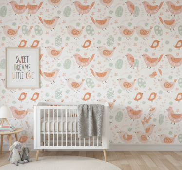 Barn tapet minimalistiska nordiska små fåglar - Tenstickers
