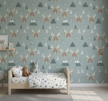 Barn tapet nordisk älgdesign - Tenstickers