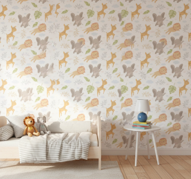 Barn tapet nordisk minimalistisk safari - Tenstickers