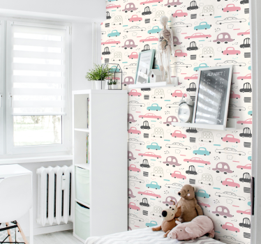Barns rosa bilar barn tapeter - Tenstickers
