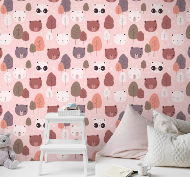 Barns tapeter med panda och växter - Tenstickers