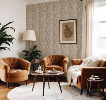Beige kakel Barock tapet - Tenstickers