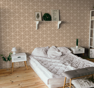 Beige mönstrat kakel fyrkantigt mönster tapet - Tenstickers