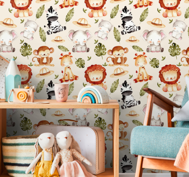Beige safari barn tapet - Tenstickers