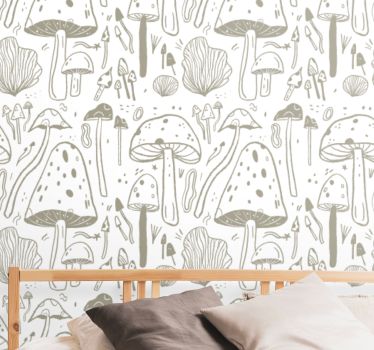 Beige svampmönster natur tapeter - Tenstickers