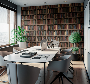 Biblioteks böcker Tapet til kontor - Tenstickers