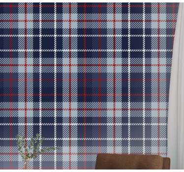 Blå och röd tartan klassiska tapetmönster - Tenstickers