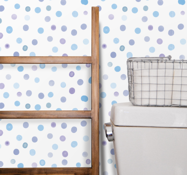 Blå prickmönster Tapet cirklar, prickar och polka dots - Tenstickers