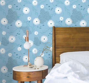 Blå vita blommor natur tapeter - Tenstickers