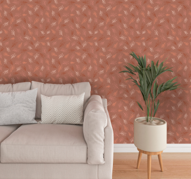 Blad mönster terracotta tapet - Tenstickers