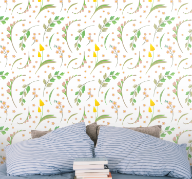 Blommig essens Tapet blommor - Tenstickers