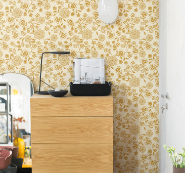 Blommig flock paisley sovrum tapeter - Tenstickers
