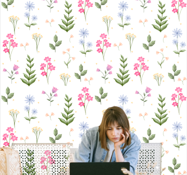 Blommig mönstrad bakgrund Tapet blommor - Tenstickers