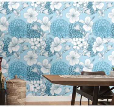 Blommig skiss motiv Tapet blommor - Tenstickers