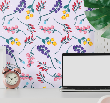 Blommiga vinrankor motiv Tapet blommor - Tenstickers