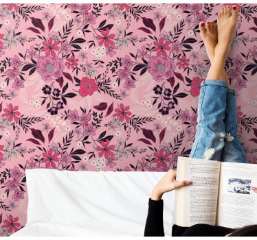 Blommigt blommotiv Tapet blommor - Tenstickers