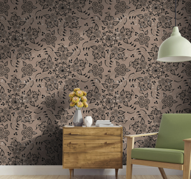 Blommigt vintage tryck blommigt tapet - Tenstickers