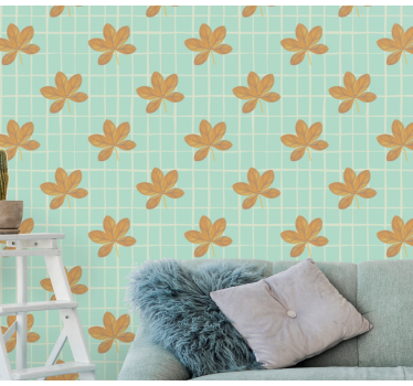 Blommönster rutnät Tapet blommor - Tenstickers