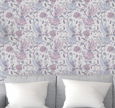 Blommor och djurmönster lounge tapeter - Tenstickers
