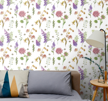 Botaniska vildblommor Tapet blommor - Tenstickers