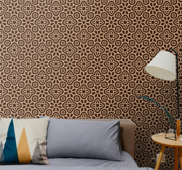 Bruna geometriska blommor mönster sovrum tapet - Tenstickers