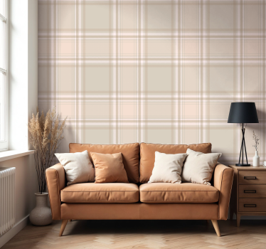 burberry mönster fondtapet vardagsrum - Tenstickers