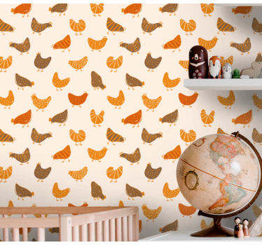 Chick and chick orange mönster tapet för sovrummet - Tenstickers