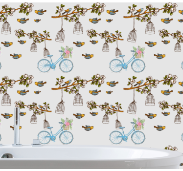 Cykel fågel design Tapet fåglar - Tenstickers