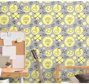 Doodle symboler blandas Tapet konst - Tenstickers