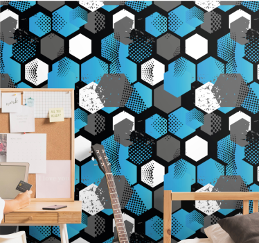 Dynamiskt sexkantigt motiv tapet geometriska former - Tenstickers