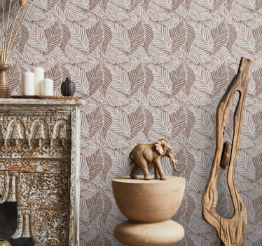 Brun elegant design Tapet blommor - Tenstickers