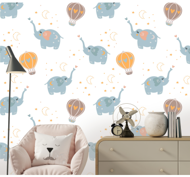 Elefant och ballonger cool djur tapet - Tenstickers