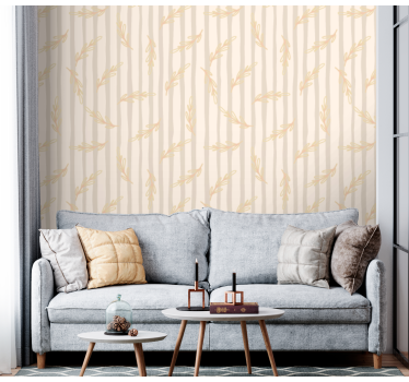 Elegant beige randig tapet - Tenstickers
