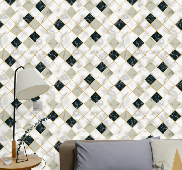 Elegant diamantmönster Tapet marmor - Tenstickers