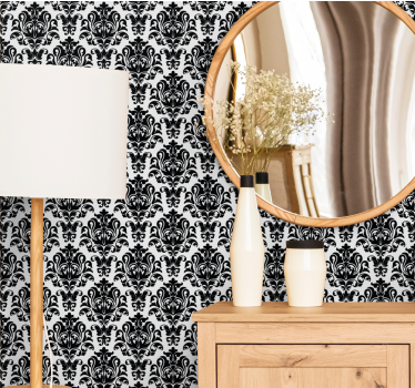 Elegant monokromt mönster Barock tapet - Tenstickers