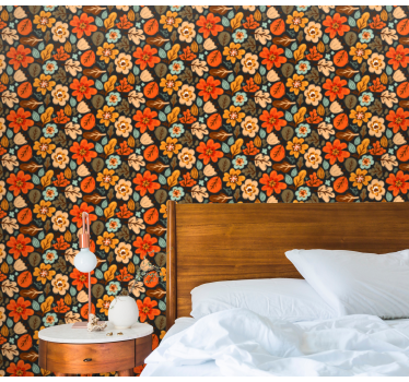 Elegant orange blommor tapet - Tenstickers