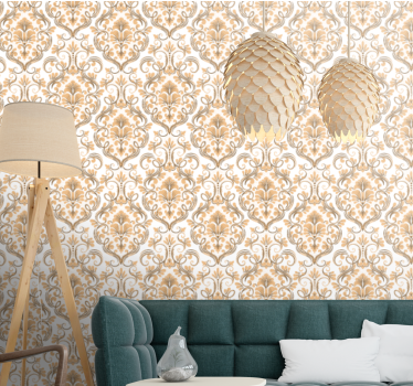 Eleganta barocka inslag fondtapet vardagsrum - Tenstickers