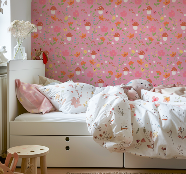 Eleganta rosa blommor mönster tapet - Tenstickers