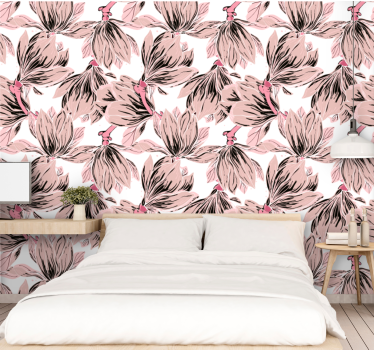 Eleganta rosa blommor Tapet blommig - Tenstickers