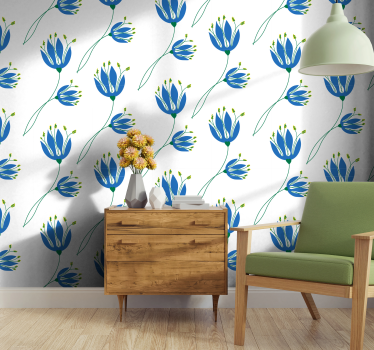 Enkla blå tulpaner natur tapeter - Tenstickers