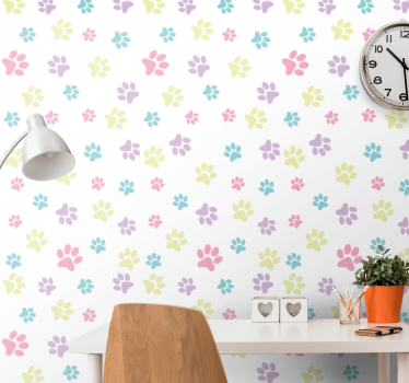 Fantastiska färgglada hundtassar tapeter till sovrummet - Tenstickers
