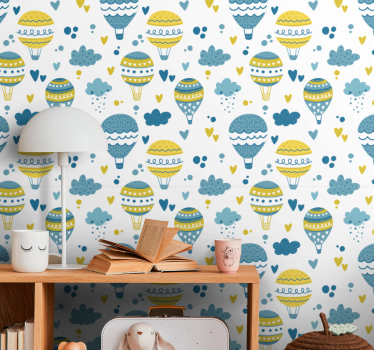 Blå och gula ballonger barn tapet - Tenstickers