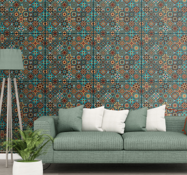 Färgglada mosaik vintage tapeter - Tenstickers