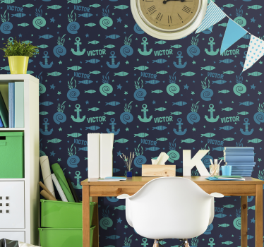 Fisk och ankare under barnens tapeter - Tenstickers